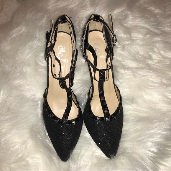 etcetera! BLK SPARKLY HEELS W/ STRAPS 7/8 - Picture 5 of 8